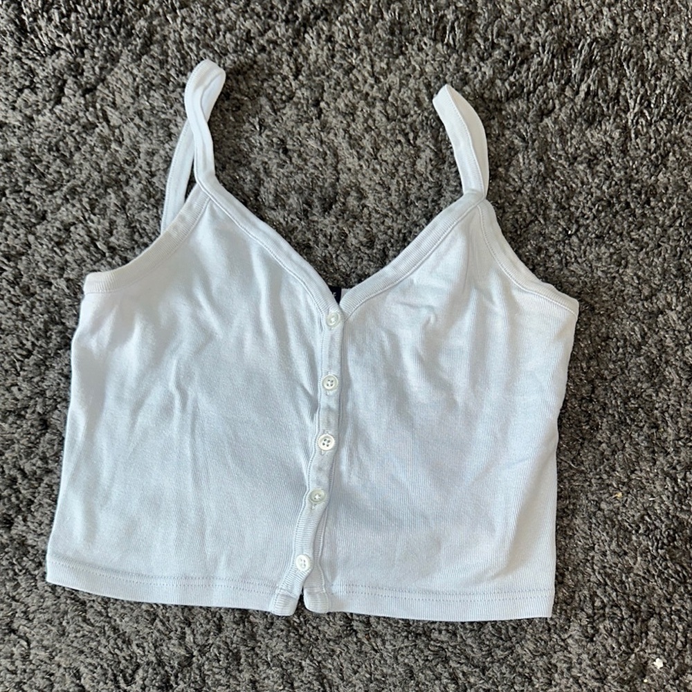 Brandy Melville Baby Blue Tank Top Buttoned Crop Camisole